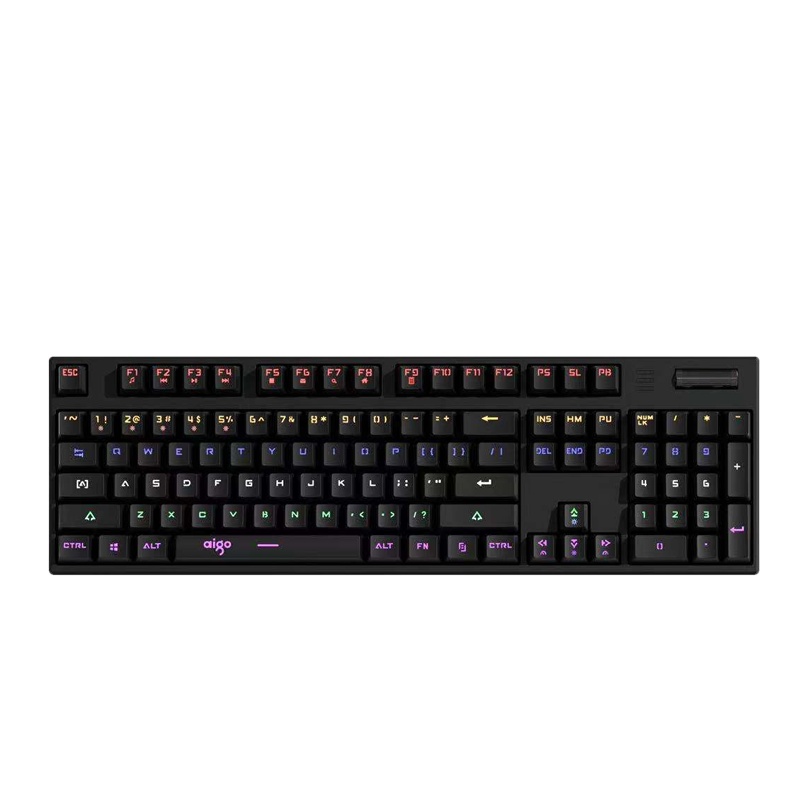 爱国者 有线键盘 游戏键盘 104键红轴RGB发光键盘 独特滚轮音量键机械键盘 G6100 黑色