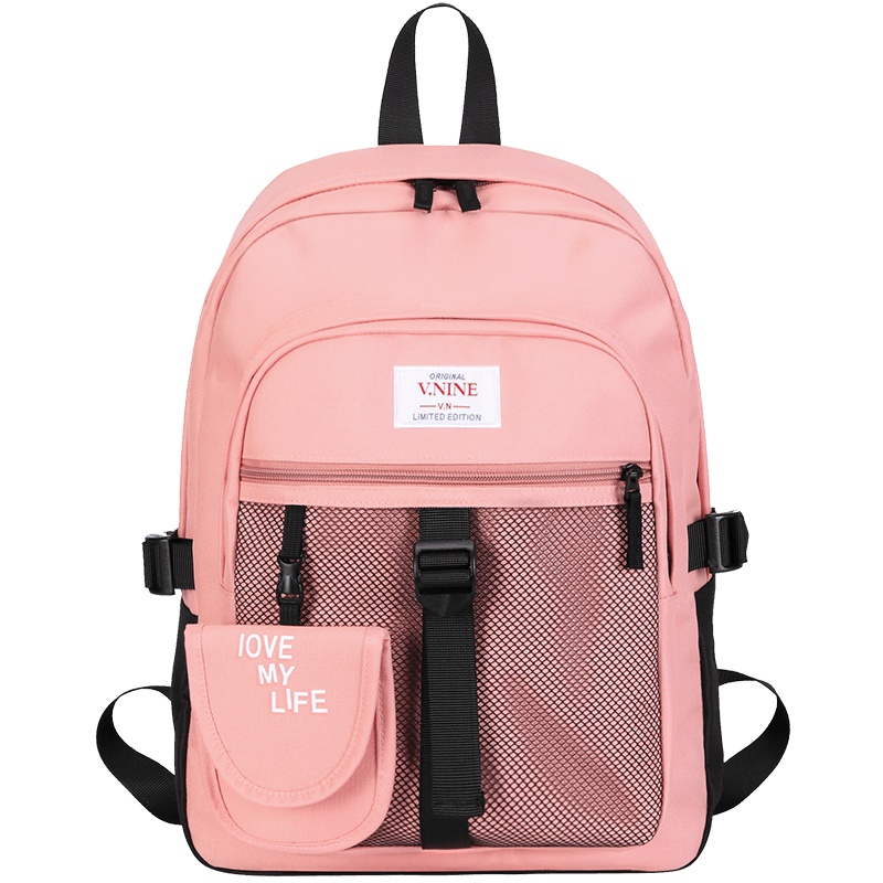 第九城（V.NINE） 双肩包男女通用电脑包14英寸时尚休闲耐磨网兜学生书包情侣款