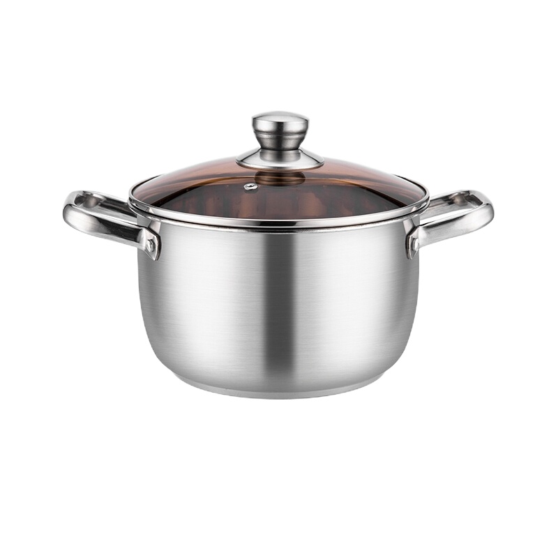 纳丽雅(Naliya)熬汤锅燃气煮面烧水稀饭锅煮粥锅煮汤不锈钢烫锅不秀钢熬粥锅家用 内直径18cm加厚汤锅适用约1-2人