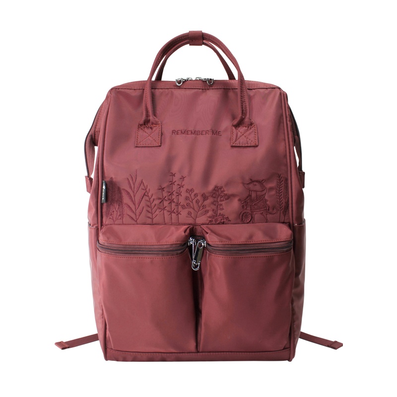 花间公主勿忘我2021春季原创刺绣双肩包尼龙布防水书包女电脑旅行休闲背包