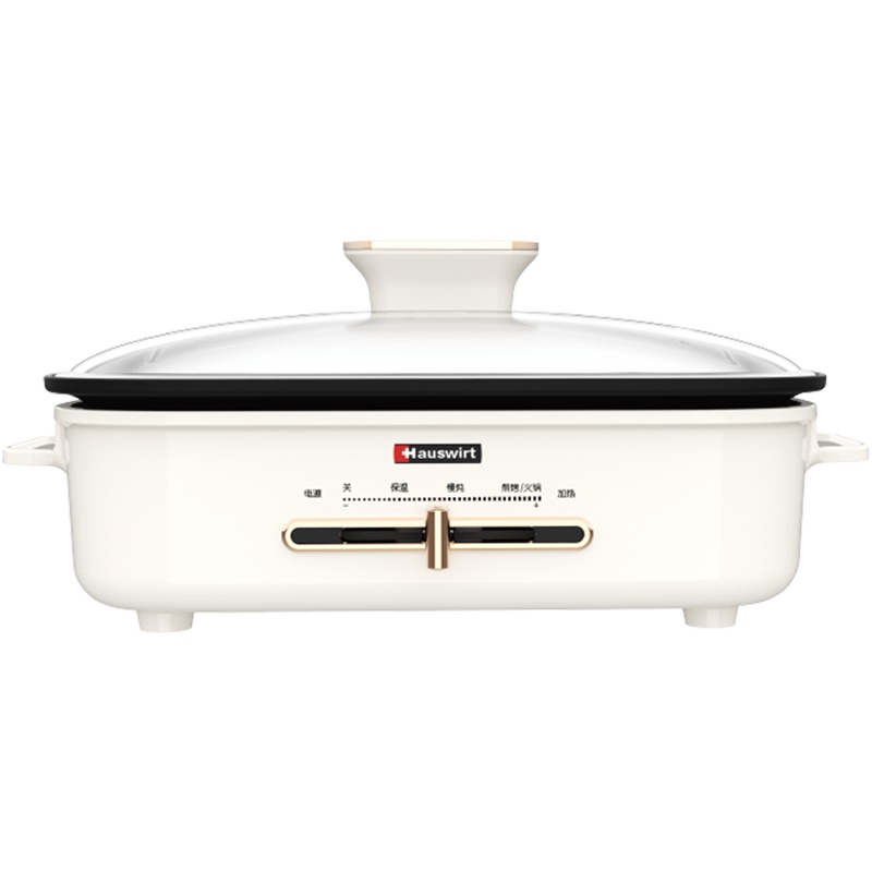 海氏/hauswirt MP10多功能料理锅电火锅电烧烤炉家用电动烤肉料理炉烧烤网红锅米白色