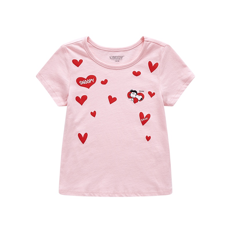史努比女童纯棉可爱爱心短袖T恤