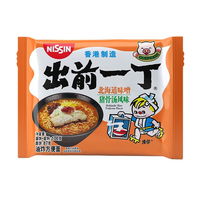 中国香港出前一丁方便面 北海道味噌猪骨汤味100g 方便速食泡面拉面办公室 熬夜