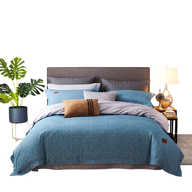 LOVO乐蜗罗莱家纺床上四件套时尚风全棉纯棉被套床单套件单双人床