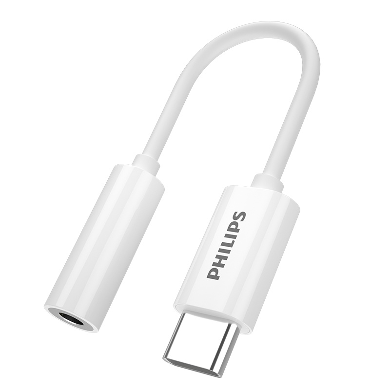飞利浦typec耳机转接头tpc圆头typc安卓3.5mm接口U盾tapec转换器线适用8一加7荣耀华为nova5pro6小米9/10手机 SWR1504F