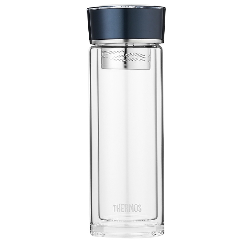 膳魔师(THERMOS) 新品透明玻璃杯双层隔热带茶漏过滤300ml便携泡茶杯水杯TCGE-300家用/旅行/通用