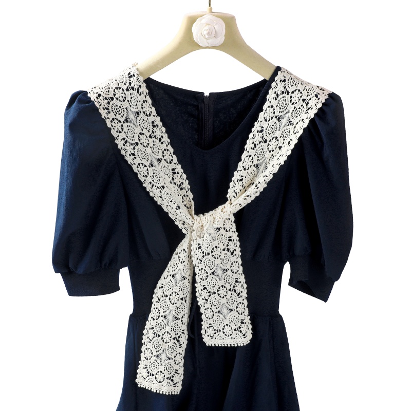 上海故事夏季薄款丝巾女配裙子假领子蕾丝针织钩花镂空外搭小披肩