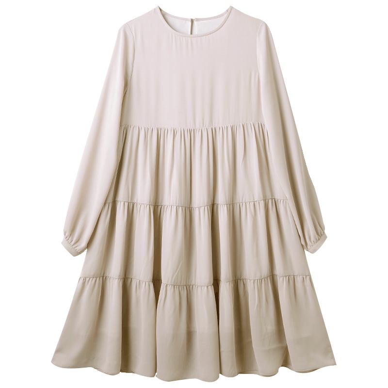 云上生活夏季装简约文艺韩版宽松九分袖连衣裙