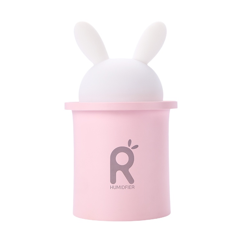 几素兔子加湿器冷暖夜灯小型办公室桌面家用学生少女可爱宿舍喷雾迷你静音（樱花粉）