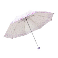 天堂伞 3383E提花丝印莲花仙子三折超轻太阳伞晴雨伞