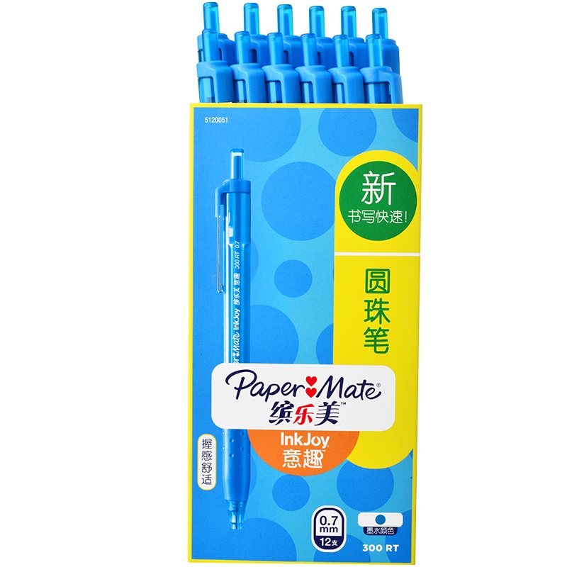 PaperMate 缤乐美意趣圆珠笔300 RT 0.7mm松石蓝色12支纸盒装