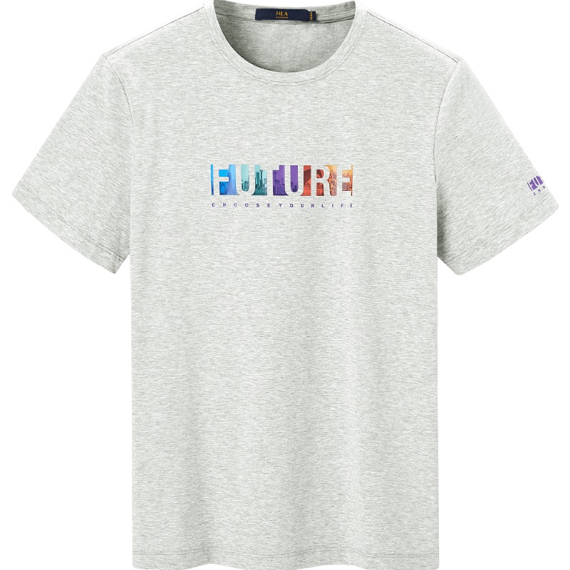 HLA海澜之家简约短袖T恤2019夏季圆领时尚印花款短T男 HNTBJ2R158A