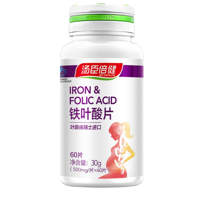 汤臣倍健 铁叶酸片 60片*1瓶 营养保健品 成人男女备孕孕妇乳母补叶酸、铁 单瓶价