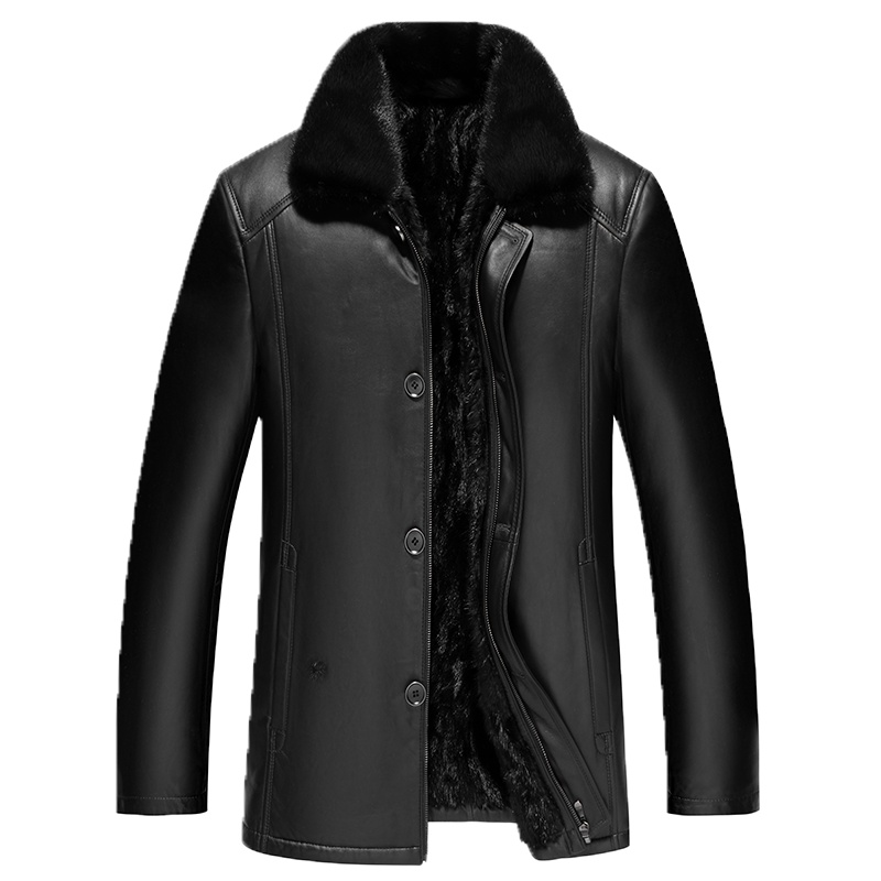 恒源祥男士皮衣2020秋冬新款中青年外套貂绒保暖皮毛一体商务翻领皮衣