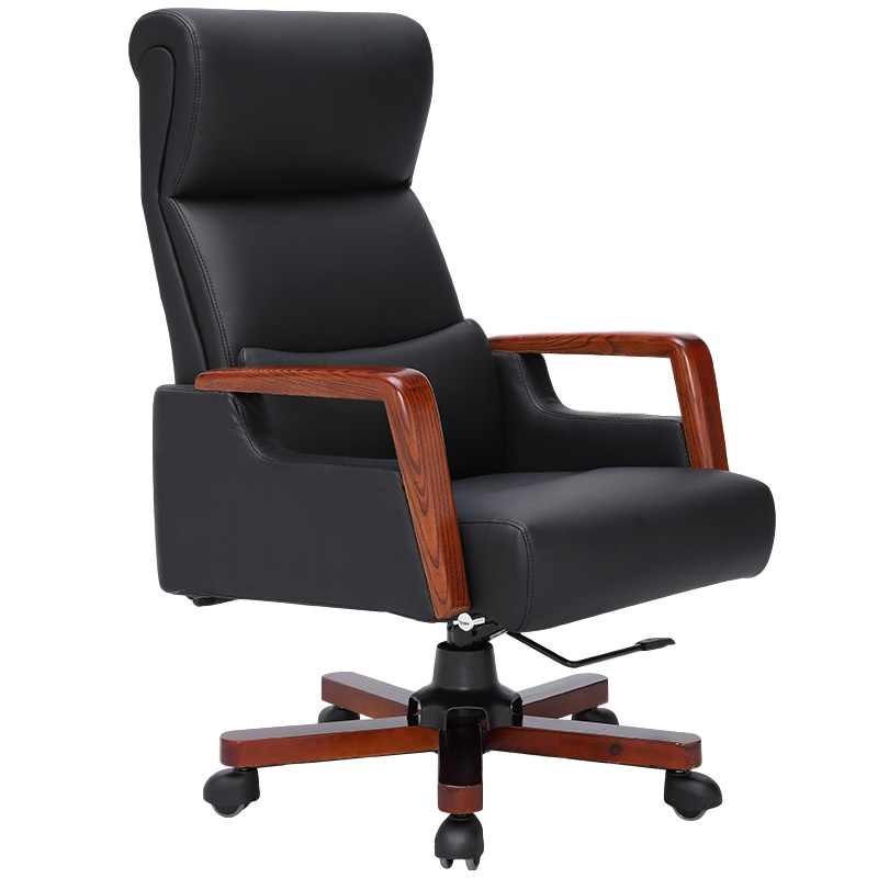 创世人 办公家具办公椅可躺老板椅大班椅书房椅实木脚实木扶手转椅