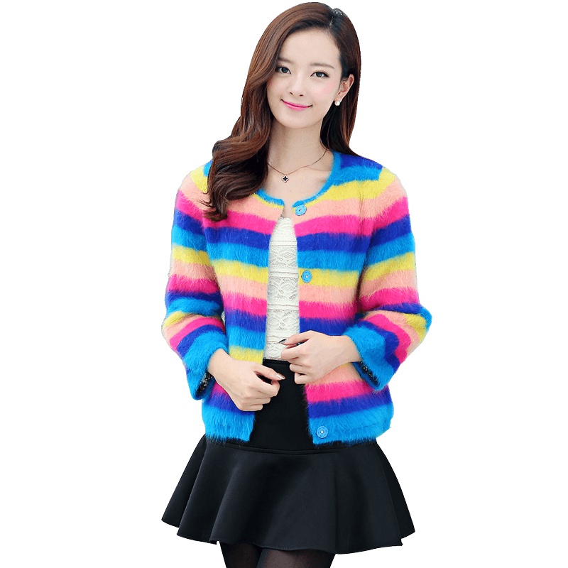 丝柏舍2019秋冬女装时尚圆领拼接色宽松短款毛呢外套029320