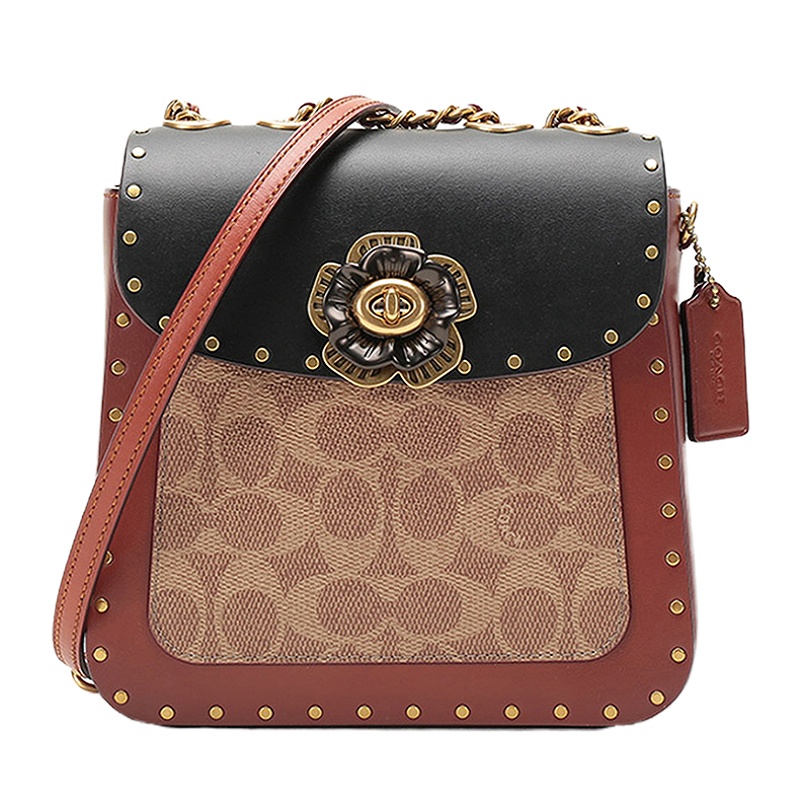 香港直邮 COACH(专柜) 女士拼色小牛皮双肩包 C2463B4NQ4