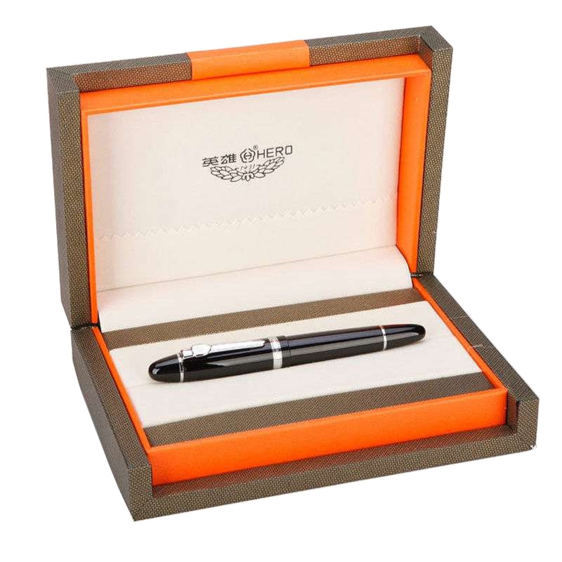 英雄(HERO)钢笔 1060 大班明尖美工笔(螺旋笔帽)弯尖 1.0mm 商务办公用送礼男士墨水笔