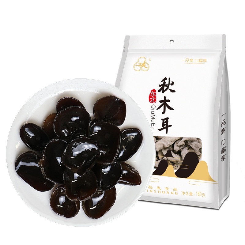 一品爽 秋木耳180g 小碗耳 椴木东北黑木耳 山珍菌菇干货 无根肉厚