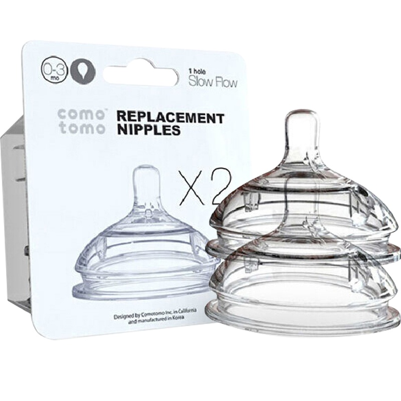 可么多么（como tomo）ENNT1 婴儿奶品替换奶嘴 医用硅胶牙胶低流速 1孔(0-3月) 2个装