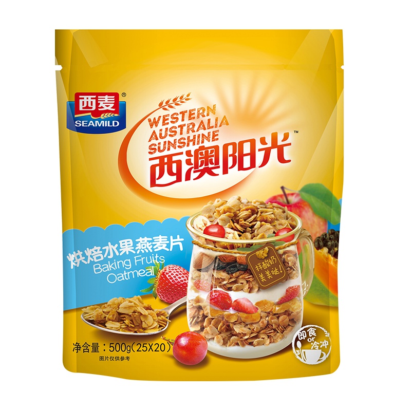 西麦 烘焙水果燕麦片500g 冷冲即食早餐谷物 什锦谷物燕麦片 可搭配酸奶