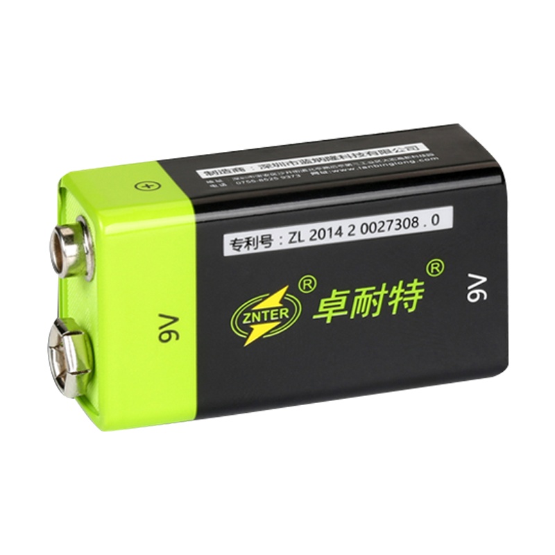 卓耐特 充电锂电池9v大容量 万用表烟雾报警器无线话筒9伏USB电池V