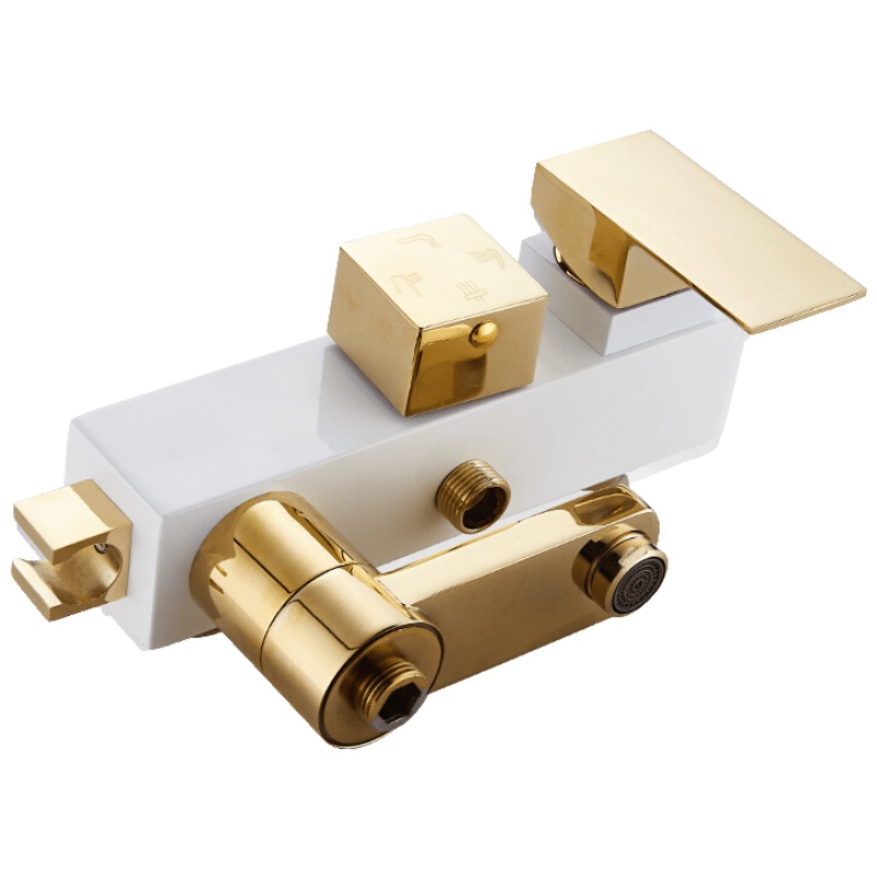 时尚家装欧式淋浴花洒套装家用白色全铜龙头四档方形增压喷头浴室妇洗淋雨 放心购安心抵