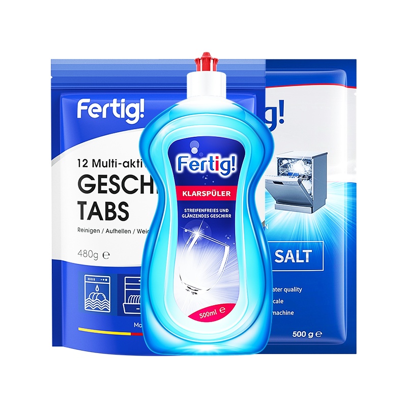 菲尼西(Fertig)德国进口洗碗块洗碗机专用(洗碗块+洗碗盐500g+漂洗剂500ml) (适用西门子美的海尔)