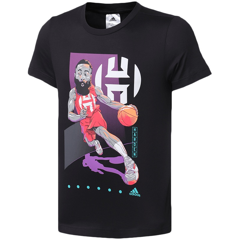 阿迪达斯男服短袖T恤2020新款哈登漫画圆领篮球休闲运动服FM4779