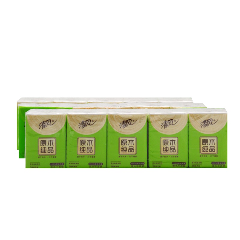 清风原木手帕纸面巾纸小包纸巾卫生纸学生餐巾纸手纸8张/包10包/组48组/箱共480包整箱发货