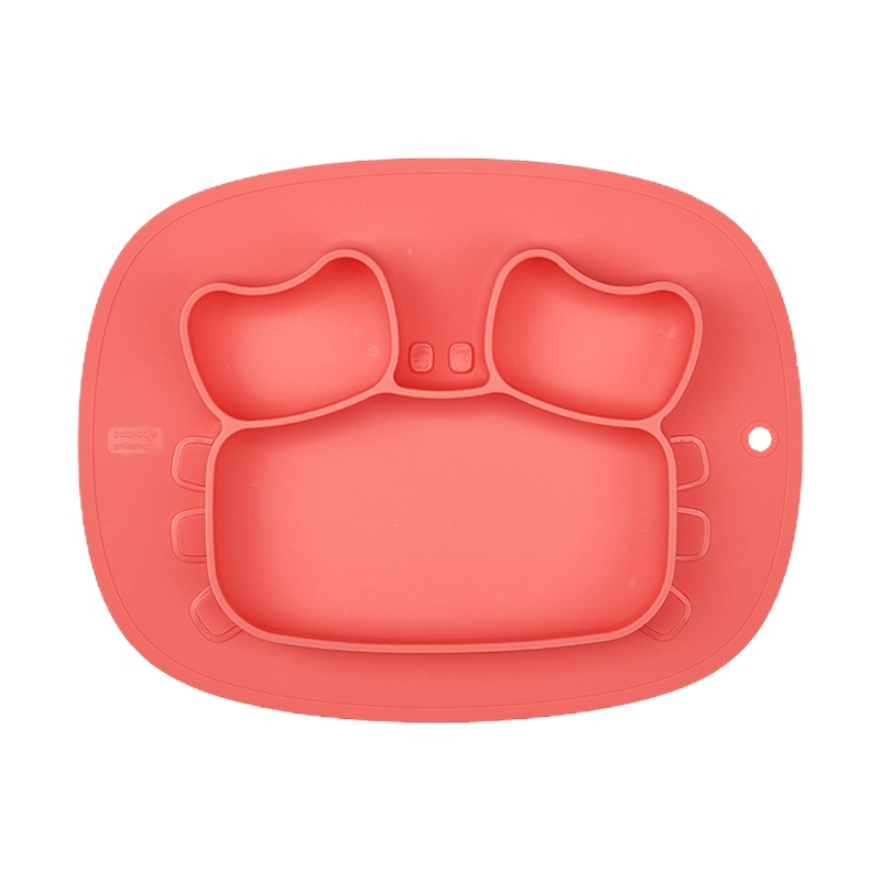 babycare宝宝餐盘吸盘碗分格盘卡通硅胶防摔辅食碗可爱儿童餐具 硅胶分格餐盘-布拉诺螃蟹
