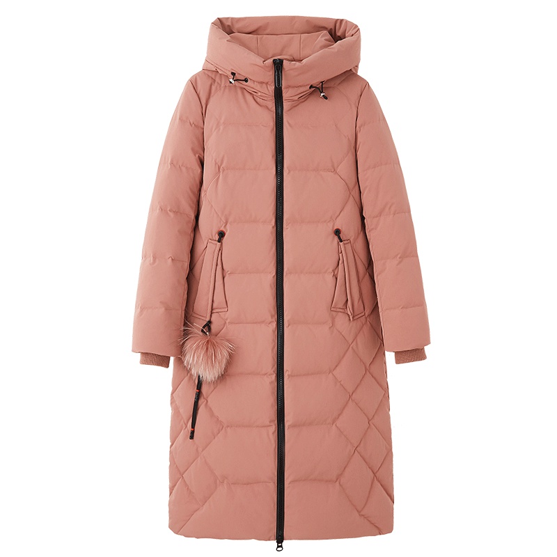 冰洁2018秋冬新款中长款修身显瘦连帽外套时尚羽绒服J80143036