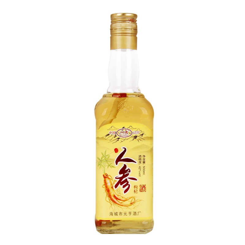問渡 人参枸杞白酒 500ml 42度 配制酒白酒 1瓶