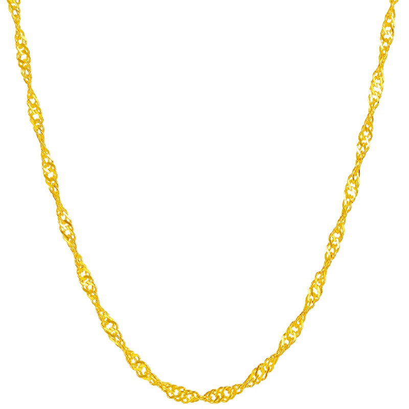 周六福(ZHOULIUFU) 黄金项链女足金项链单水波链锁骨链 计价AA050785