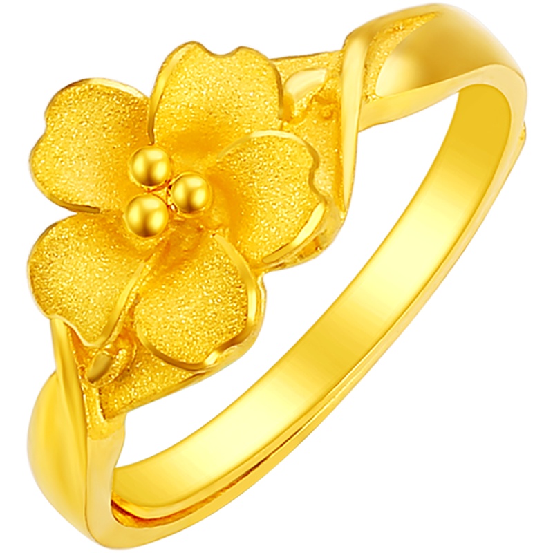 金一国囍足金花朵款精品女士黄金戒指优雅花朵指环结婚金戒指 (计价)ABA001