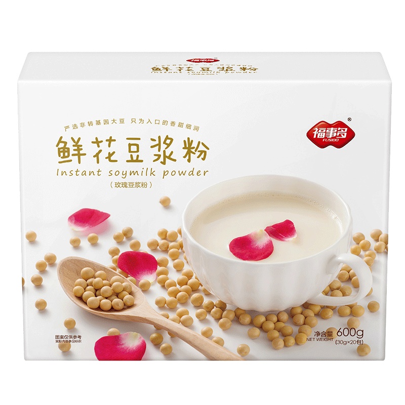 福事多鲜花豆浆粉600g 豆浆粉速溶冲饮 豆奶营养早餐食品 营养代餐