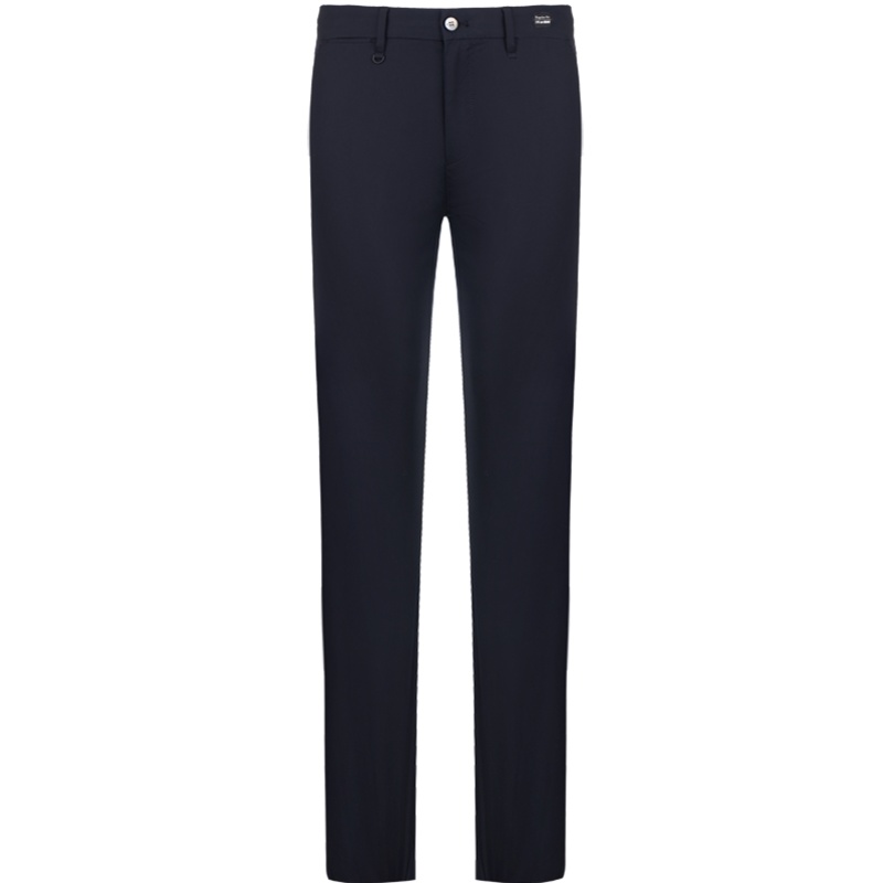 依文春季新款休闲裤商务休闲长裤 纯色 直筒黑色长裤EB580393