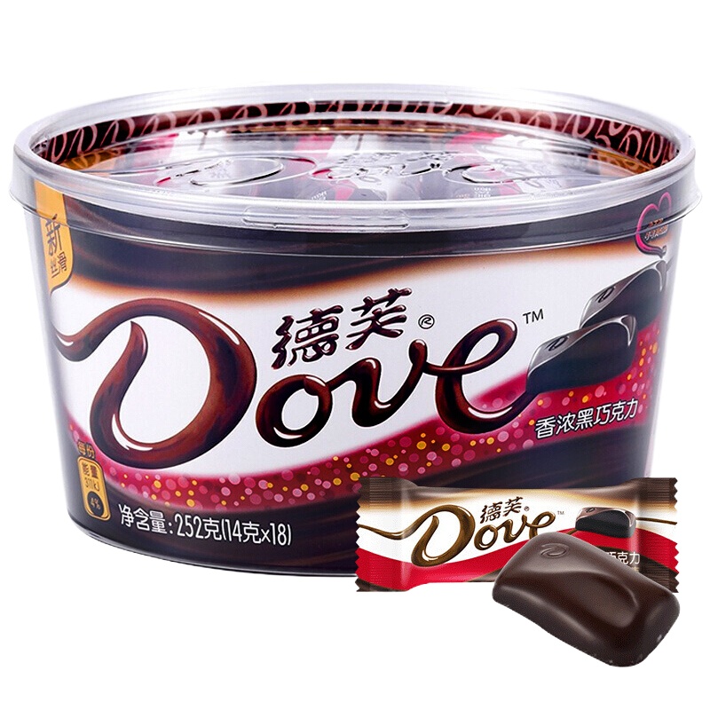德芙 香浓黑巧克力碗装 (252g)