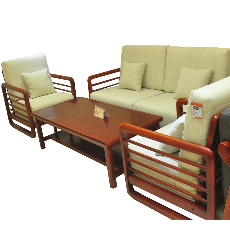 鸿业盛大FS-6614实木布艺沙发4人位办公沙发接待会客4人位沙发办公室家具 4人位沙发办公沙发1+1+3