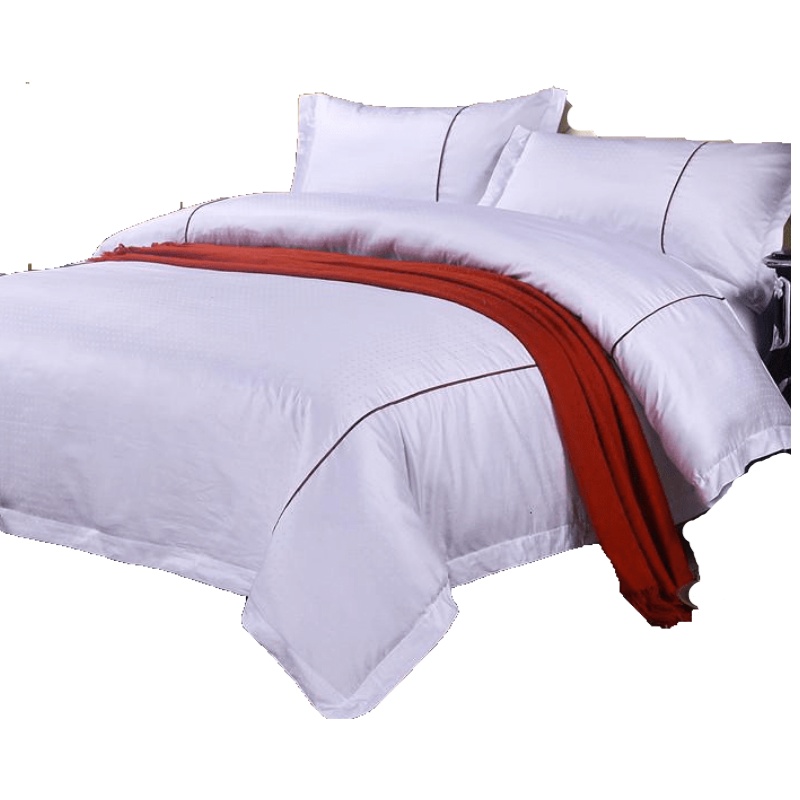 梦商四件套五星级酒店白色布草宾馆床上用品全棉贡缎提花四件套80s厂家直销