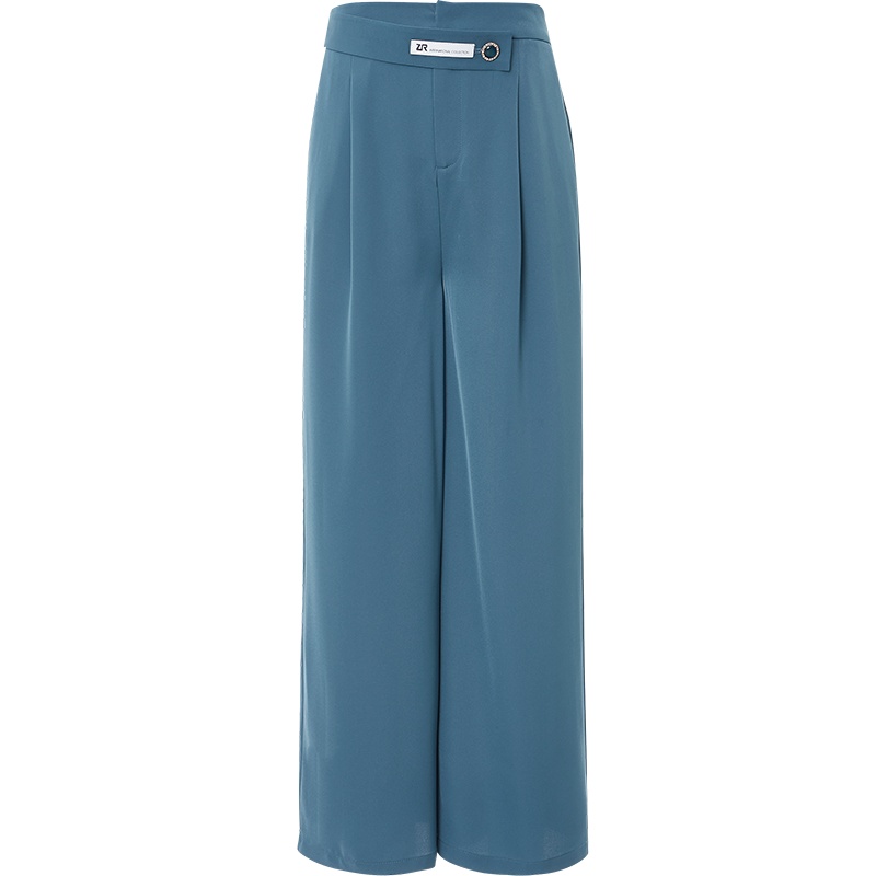 欧昵雪气质九分阔腿裤拼接高腰显瘦直筒裤子百搭休闲裤女