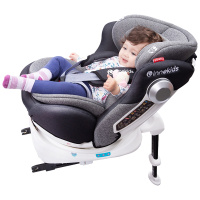innokids儿童安全座椅汽车用0-4岁-12岁婴儿宝宝360度旋转坐躺isofix接口带支撑腿 珊瑚灰