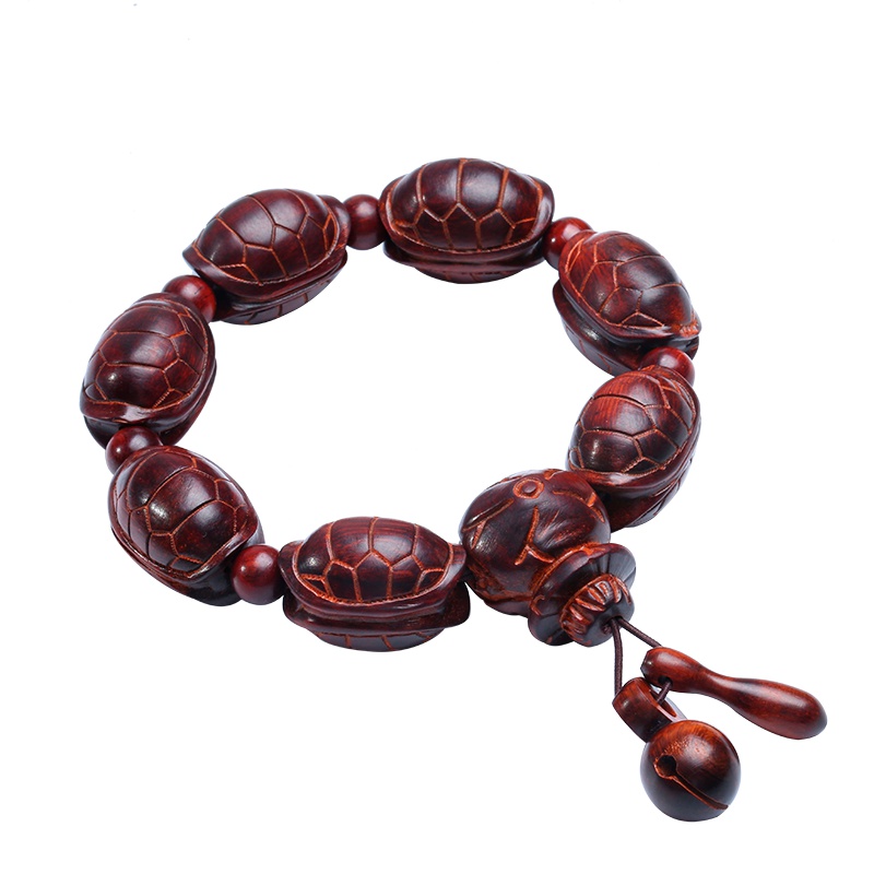 预售 月印百川 鸡血紫檀情侣木龟壳手串 单圈男女款血檀手链
