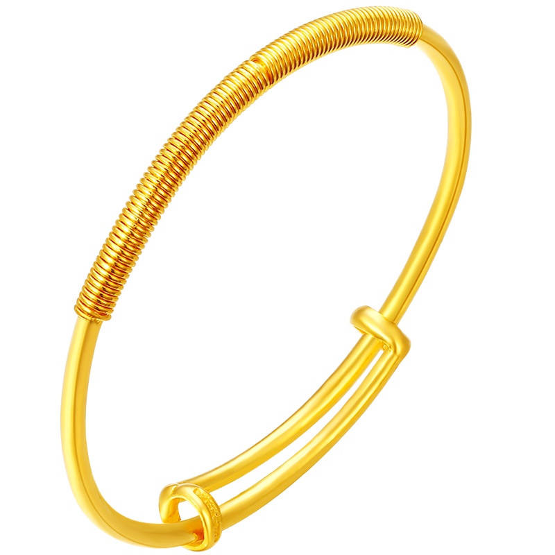 金一足金999螺纹光圈圆管宝宝黄金手镯儿童满月周岁送礼金饰 (计价)AAER008