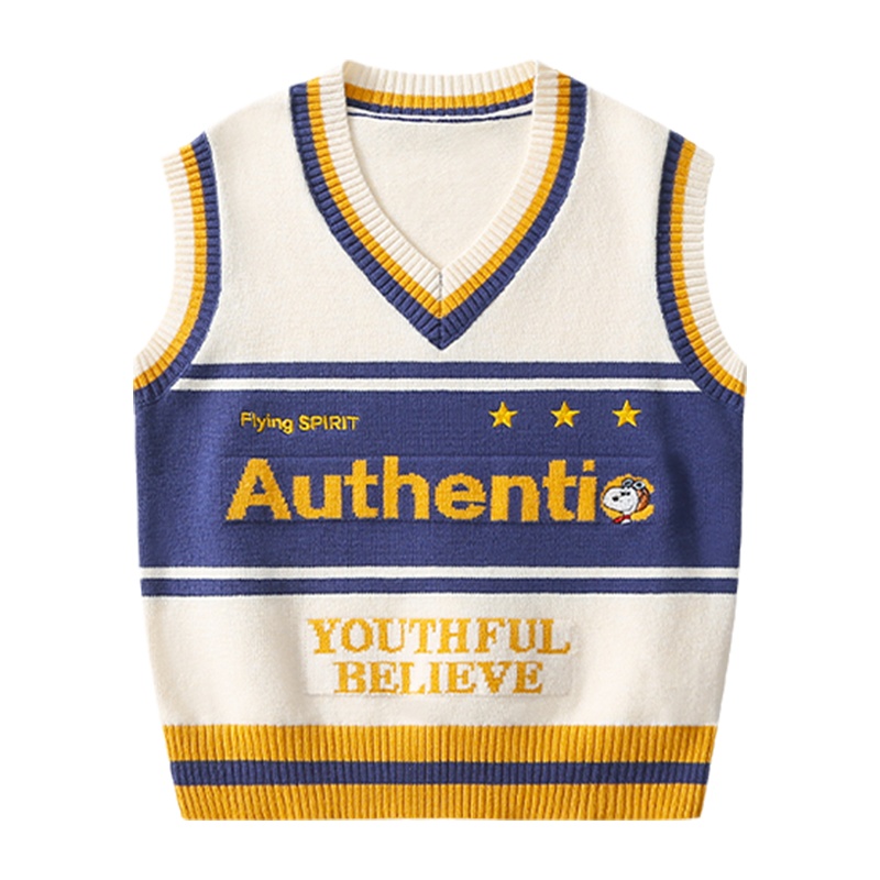 史努比SNOOPY童装儿童毛线背心春秋新款男女童无袖毛线衣宝宝毛线背心