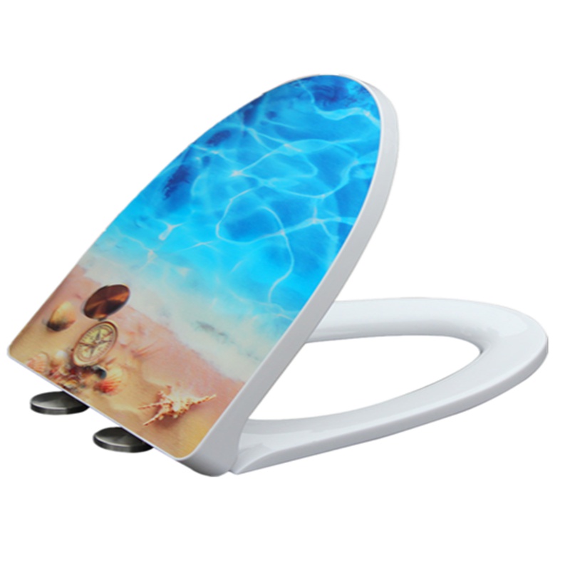 欧吉美 马桶盖板 加厚缓降坐便器盖板 3D立体图案印花马桶盖子