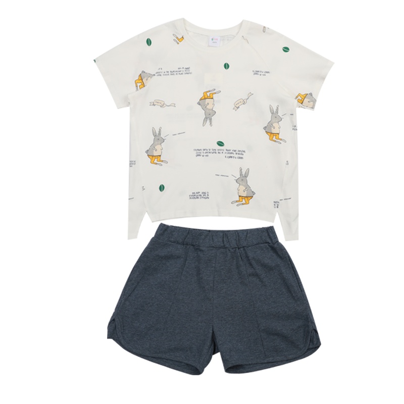 红豆女童夏装套装2020新款儿童宝宝短袖T恤中裤运动洋气两件套H0J3114