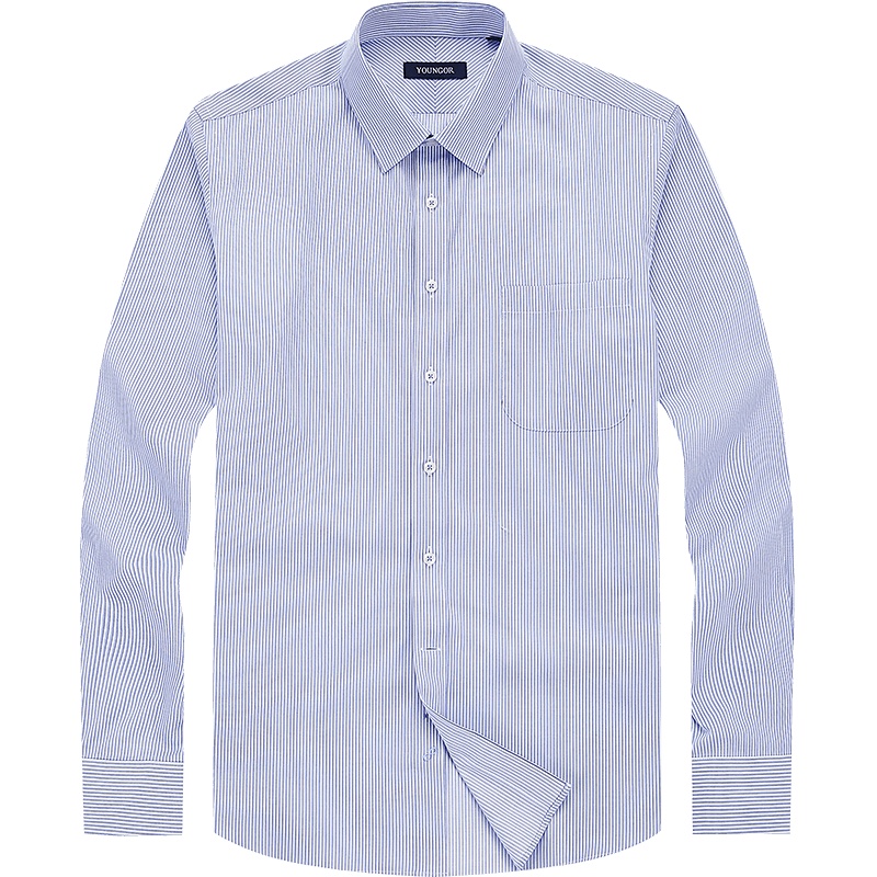 雅戈尔男士长袖衬衫秋冬新款商务休闲纯棉DP免烫条纹衬衣1804