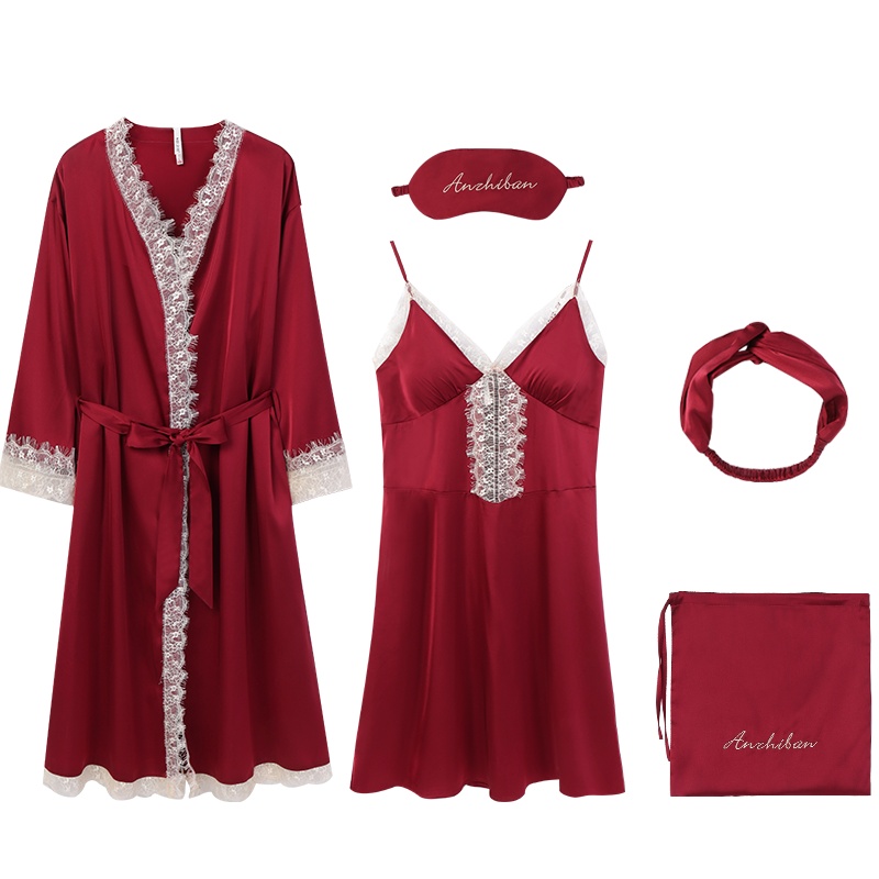 安之伴睡衣女五件套冰丝休闲可外穿家居服