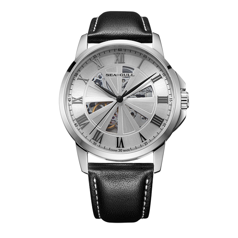 海鸥表(SEAGULL) 海鸥手表 男士 镂空自动机械表 光影系列 休闲皮带男表